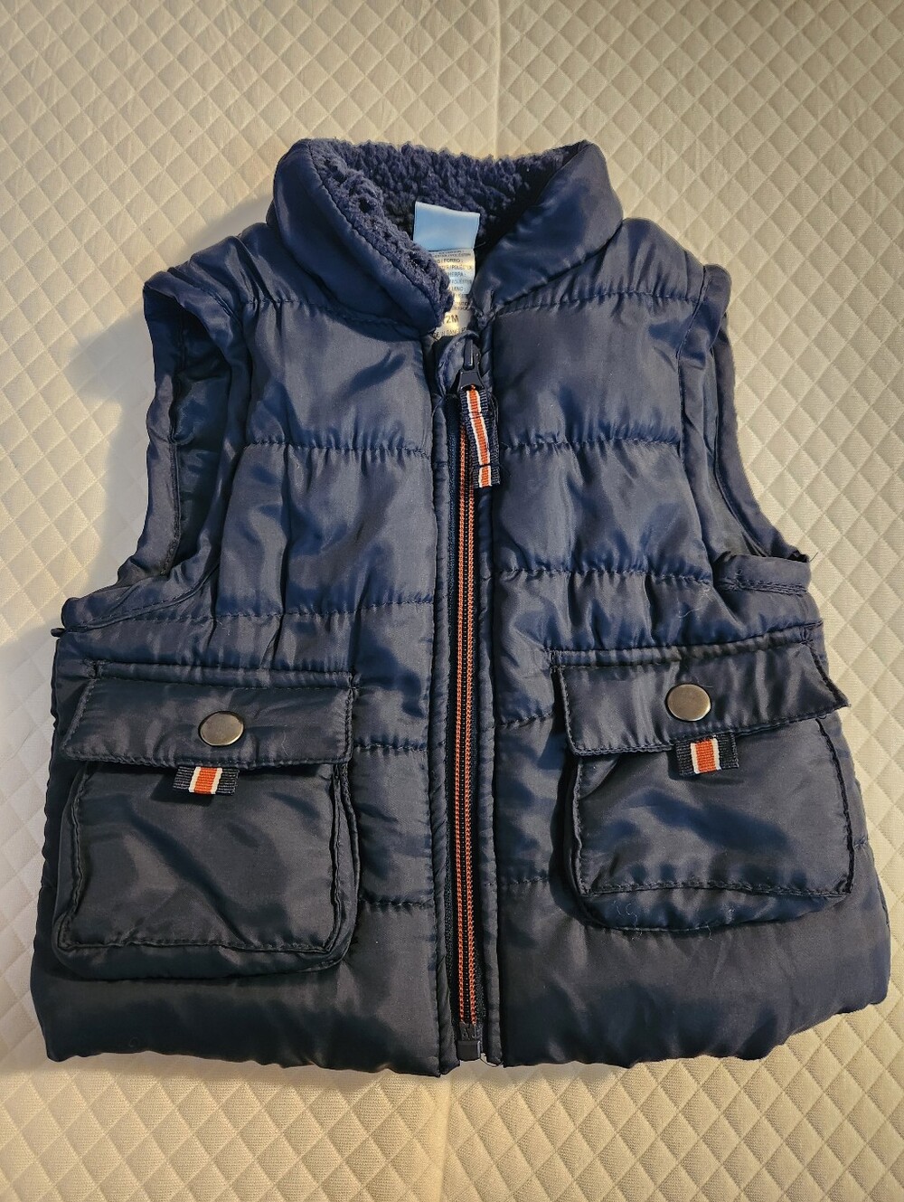 Kids Navy Quilted Puffer Vest with Front Pockets
